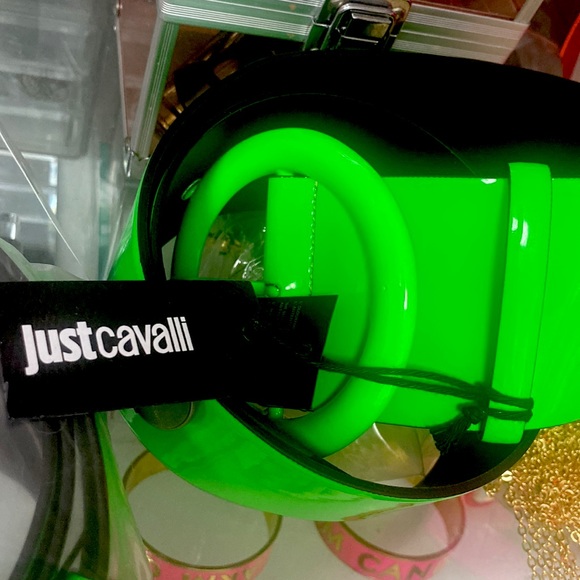 Roberto Cavalli, patent leather Just Cavalli neon green wide waist belt main image 8